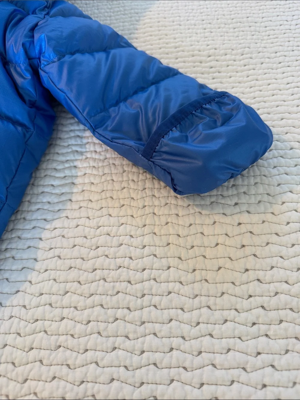 Patagonia Kids Royal Blue Down One-Piece Bunting with Fleece Hood